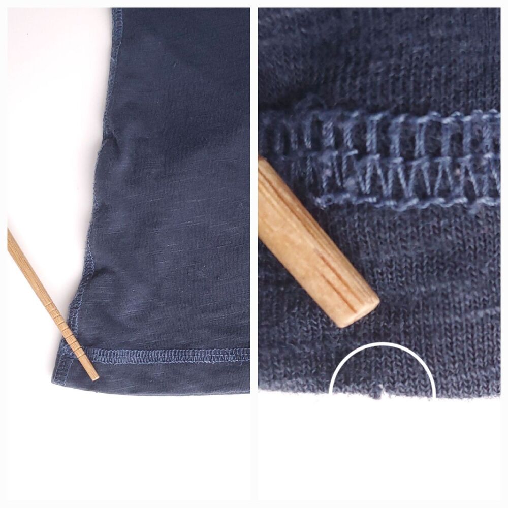 Hollister Deep V Neck T Shirt Navy Blue Size S Baby Pocket Tee Y2K Bella Swan - Picture 7 of 10